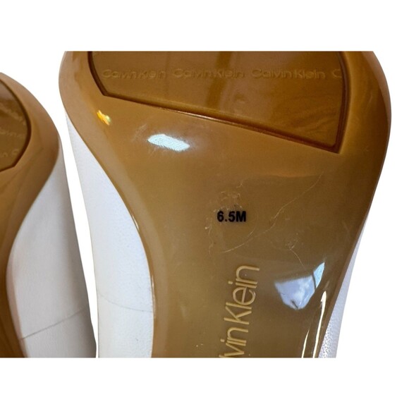 Calvin Klein Heels‎ Pumps Women’s 6.5 Oska White Leather Upper Wedding Bridal - Picture 9 of 14